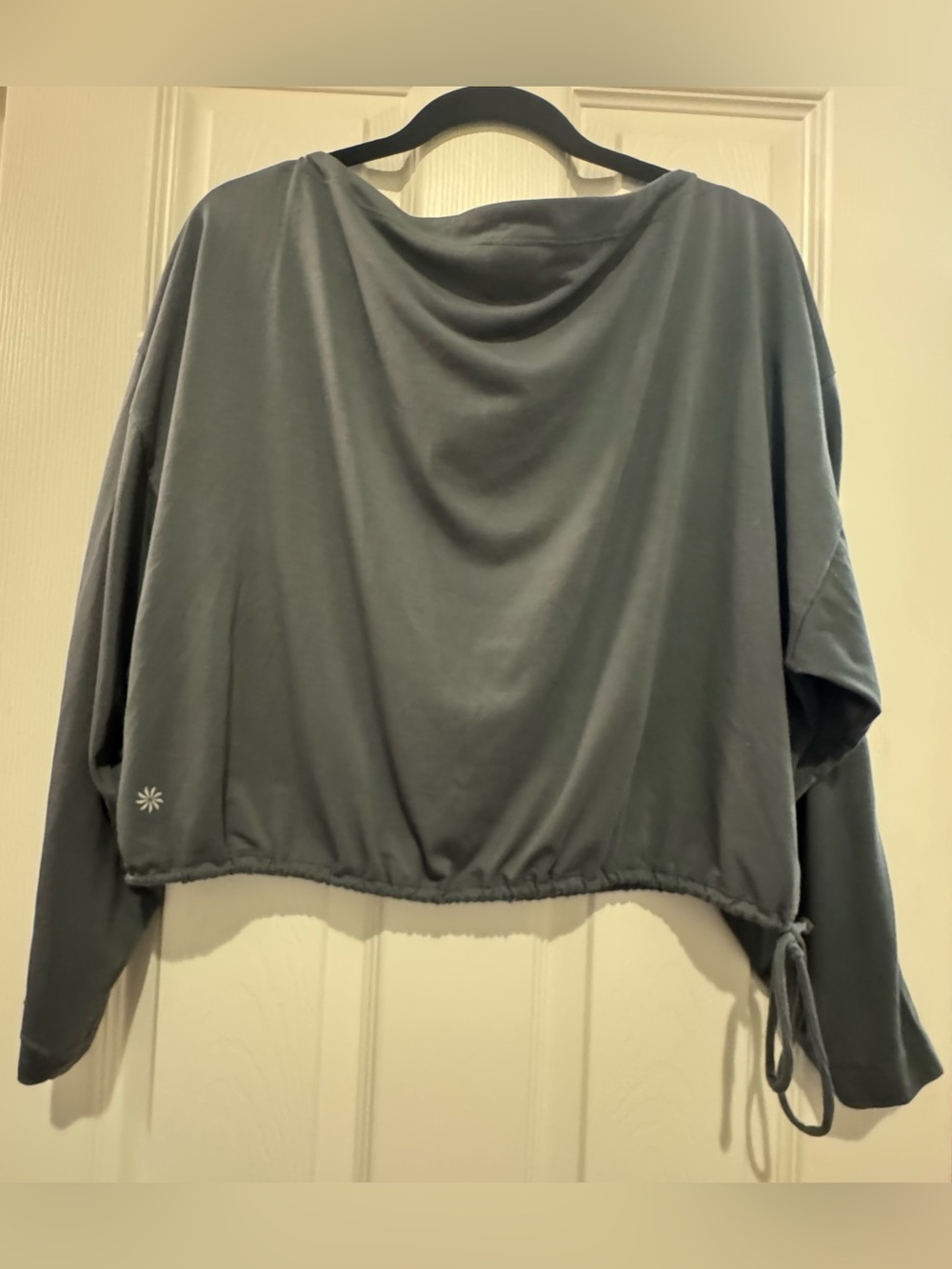 Athleta Slate Gray Draped Long-Sleeve Pullover